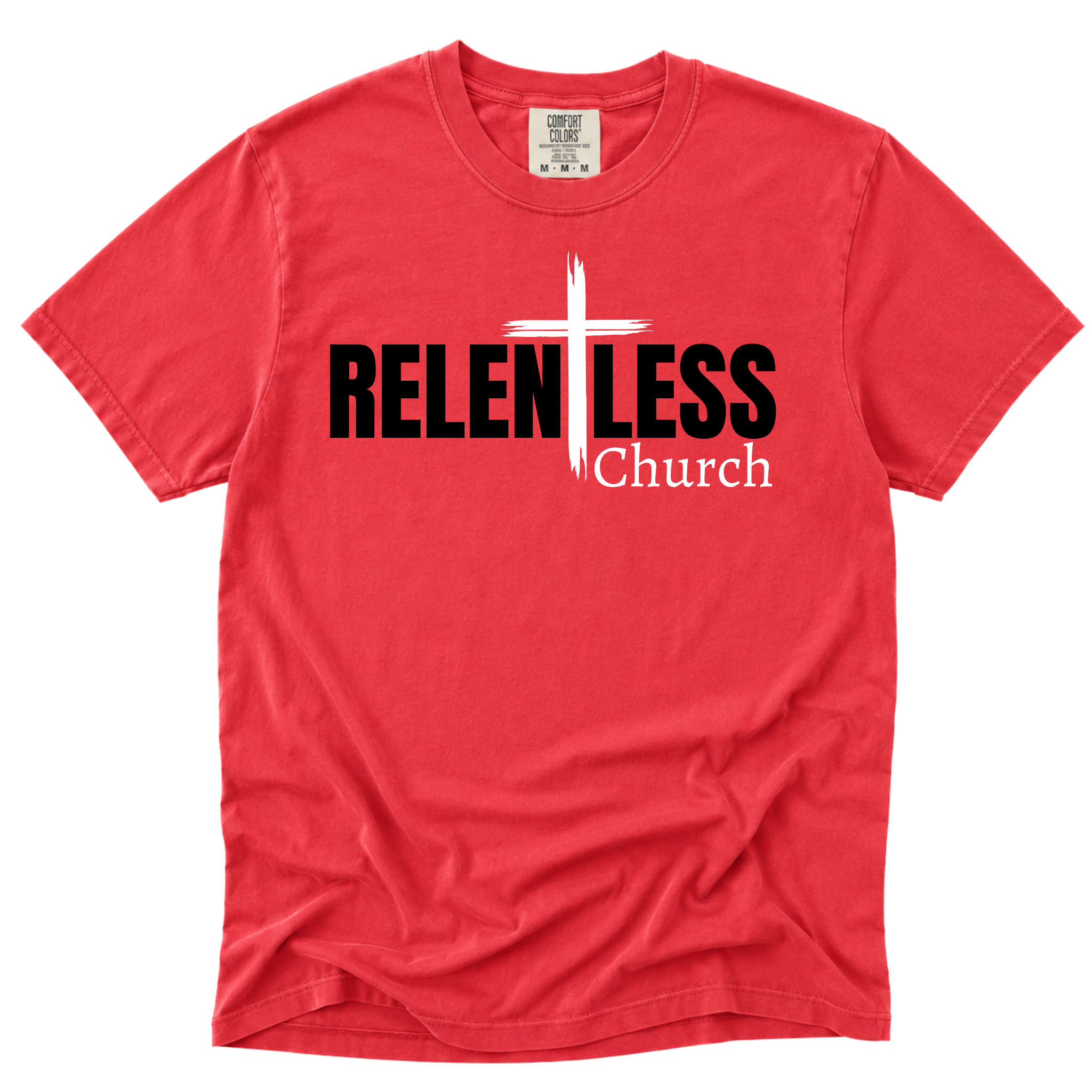 Relentless Church red logo tee