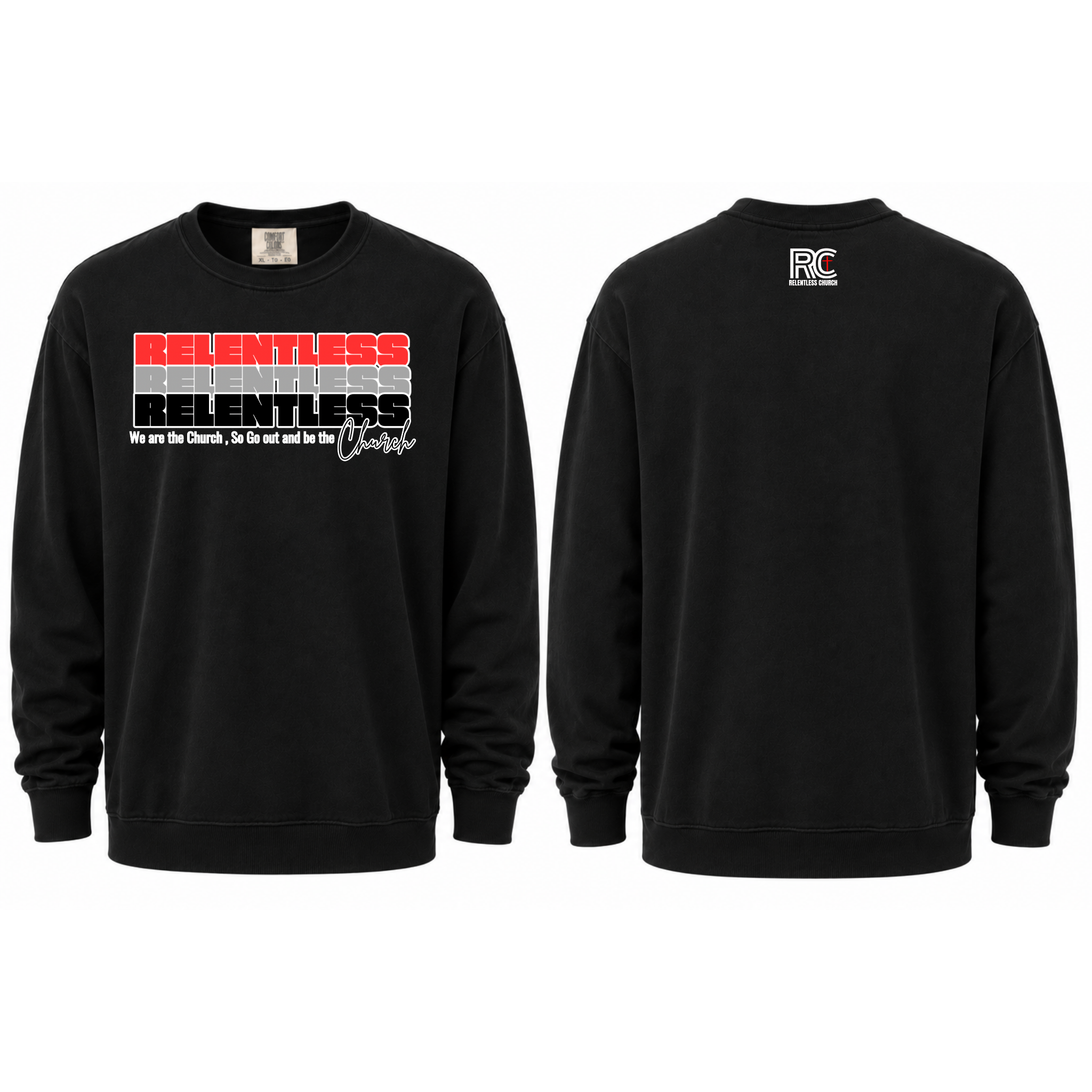 Relentless Church black crewneck